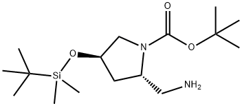 (2S,4R)-叔丁基2-(氨基甲基)-4-((叔丁基二甲基甲硅烷基)氧基)吡咯烷-1-羧酸盐结构式