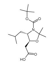 (4S,5S)-3-(tert-butoxycarbonyl)-5-carboxynmethyl-4-isobutyl-2,2-dimethyl-1,3-oxazolidine结构式