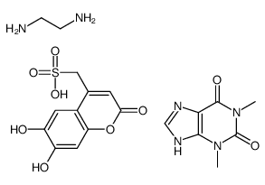 (6,7-dihydroxy-2-oxochromen-4-yl)methanesulfonic acid,1,3-dimethyl-7H-purine-2,6-dione,ethane-1,2-diamine Structure