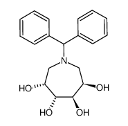 1H-Azepine-3,4,5,6-tetrol, 1-(diphenylmethyl)hexahydro-, (3R,4R,5R,6R)- Structure