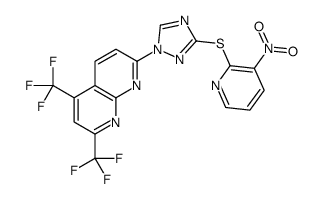 1,8-Naphthyridine,7-[3-[(3-nitro-2-pyridinyl)thio]-1H-1,2,4-triazol-1-yl]-2,4-bis(trifluoromethyl)-(9CI) Structure