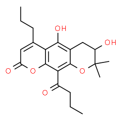 10-Butyryl-7,8-dihydro-5,7-dihydroxy-8,8-dimethyl-4-propyl-2H,6H-benzo[1,2-b:5,4-b']dipyran-2-one结构式