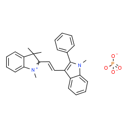 1,3,3-trimethyl-2-[2-(1-methyl-2-phenyl-1H-indol-3-yl)vinyl]-3H-indolium dihydrogen phosphate结构式