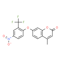 4-Methyl-7-(4-nitro-2-(trifluoromethyl)phenoxy)-2H-chromen-2-one结构式