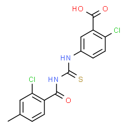 2-CHLORO-5-[[[(2-CHLORO-4-METHYLBENZOYL)AMINO]THIOXOMETHYL]AMINO]-BENZOIC ACID Structure