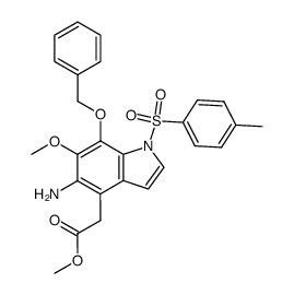 methyl 2-(5-amino-7-benzyloxy-6-methoxy-1-(p-toluenesulfonyl)indol-4-yl)acetate结构式