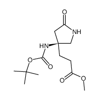 methyl (S)-3-(3-((tert-butoxycarbonyl)amino)-5-oxopyrrolidin-3-yl)propanoate结构式