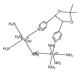 cis-[(Ru(NH3)4(H2O))2(meso-4,5-bis(4-pyridyl)-2,2-dimethyl-1,3-dioxolane)](4+)结构式