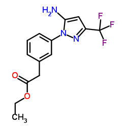 Ethyl {3-[5-amino-3-(trifluoromethyl)-1H-pyrazol-1-yl]phenyl}acetate Structure