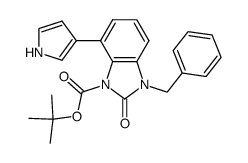 3-benzyl-2-oxo-7-(1H-pyrrol-3-yl)-2,3-dihydro-benzoimidazole-1-carboxylic acid tert-butyl ester结构式