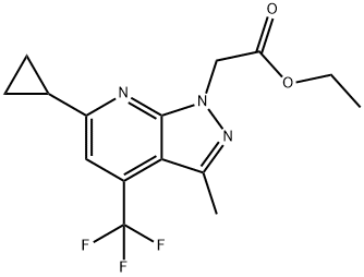 ethyl [6-cyclopropyl-3-methyl-4-(trifluoromethyl)-1H-pyrazolo[3,4-b]pyridin-1-yl]acetate Structure