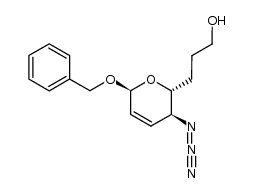 3-((2R,3S,6S)-3-azido-6-(benzyloxy)-3,6-dihydro-2H-pyran-2-yl)propan-1-ol结构式