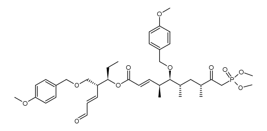 (4S,5S,6S,8R,E)-(3R,4R,E)-4-(((4-methoxybenzyl)oxy)methyl)-7-oxohept-5-en-3-yl 10-(dimethoxyphosphoryl)-5-((4-methoxybenzyl)oxy)-4,6,8-trimethyl-9-oxodec-2-enoate结构式