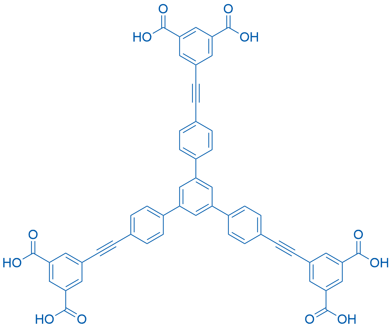 5,5'-((5'-(4-((3,5-Dicarboxyphenyl)ethynyl)phenyl)-[1,1':3',1''-terphenyl]-4,4''-diyl)bis(ethyne-2,1-diyl))diisophthalic acid Structure