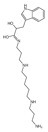 N-[3-[5-(3-aminopropylamino)pentylamino]propyl]-2-hydroxy-3-(1H-indol-3-yl)propanamide结构式