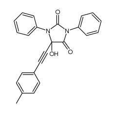 5-hydroxy-5-(4-methylphenylethynyl)-N,N'-diphenylimidazolidine-2,4-dione结构式