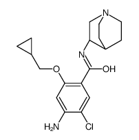 4-amino-N-[(3S)-1-azabicyclo[2.2.2]octan-3-yl]-5-chloro-2-(cyclopropylmethoxy)benzamide结构式