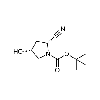 (2R,4R)-2-氰基-4-羟基吡咯烷-1-羧酸叔丁酯结构式