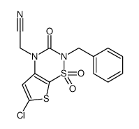 2-(2-benzyl-6-chloro-1,1,3-trioxothieno[3,2-e][1,2,4]thiadiazin-4-yl)acetonitrile结构式