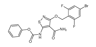 Phenyl {3-[(4-bromo-2,6-difluorobenzyl)oxy]-4-carbamoyl-1,2-thiaz ol-5-yl}carbamate Structure
