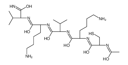 (2S)-2-[[(2R)-2-acetamido-3-sulfanylpropanoyl]amino]-6-amino-N-[(2S)-1-[[(2S)-6-amino-1-[[(2S)-1-amino-3-methyl-1-oxobutan-2-yl]amino]-1-oxohexan-2-yl]amino]-3-methyl-1-oxobutan-2-yl]hexanamide Structure