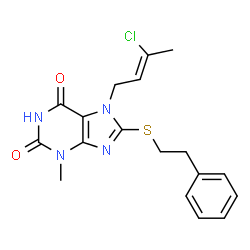 7-[(2Z)-3-chlorobut-2-en-1-yl]-3-methyl-8-[(2-phenylethyl)sulfanyl]-3,7-dihydro-1H-purine-2,6-dione结构式