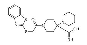 1-[2-(1,3-benzothiazol-2-ylsulfanyl)acetyl]-4-piperidin-1-ylpiperidine-4-carboxamide结构式