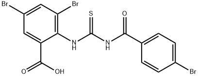 3,5-dibromo-2-[[[(4-bromobenzoyl)amino]thioxomethyl]amino]-benzoic acid结构式