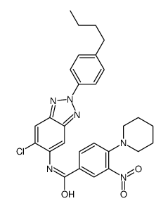 N-[2-(4-butylphenyl)-6-chlorobenzotriazol-5-yl]-3-nitro-4-piperidin-1-ylbenzamide Structure