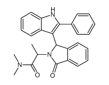 N,N-dimethyl-2-[3-oxo-1-(2-phenyl-1H-indol-3-yl)-1H-isoindol-2-yl]propanamide结构式