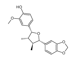 4-[(2R)-5β-(1,3-Benzodioxol-5-yl)tetrahydro-3β,4α-dimethylfuran-2-yl]-2-methoxyphenol结构式