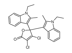 3,4-dichloro-5,5-bis(1-ethyl-2-methylindol-3-yl)furan-2-one结构式