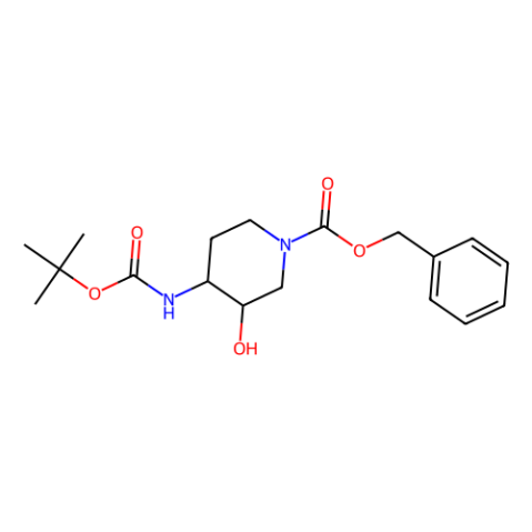 (3S,4S)-4-tert-butoxycarbonylamino-3-hydroxypiperidine-1-carboxylic acid benzyl ester结构式