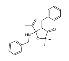 3-benzyl-2-(benzylamino)-5,5-dimethyl-2-(prop-1-en-2-yl)oxazolidin-4-one结构式