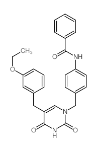 N-[4-[[5-[(3-ethoxyphenyl)methyl]-2,4-dioxo-pyrimidin-1-yl]methyl]phenyl]benzamide structure