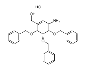 ((3S,4S,5S,6R)-3-amino-4,5,6-tris(benzyloxy)cyclohex-1-en-1-yl)methanol hydrochloride Structure