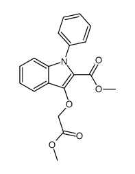 3-(2-methoxy-2-oxoethoxy)-1-phenyl-1H-indole-2-carboxylic acid methyl ester结构式