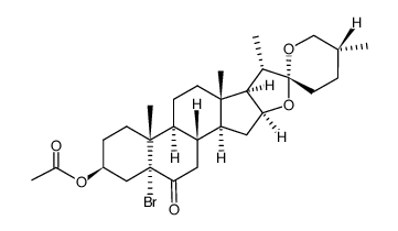 (25R)-3β-acetoxy-5-bromo-5α-spirostan-6-one Structure