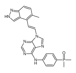 N-[4-(Dimethylphosphoryl)phenyl]-9-[(E)-2-(5-methyl-1H-indazol-4- yl)vinyl]-9H-purin-6-amine Structure