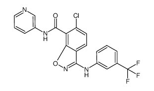 6-chloro-N-3-pyridinyl-3-((3-(trifluoromethyl)phenyl)amino)-1,2-benzisoxazole-7-carboxamide结构式