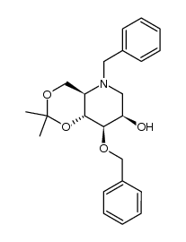 N-benzyl-3-O-benzyl-1,5-dideoxy-1,5-imino-4,6-O-isopropylidene-D-mannitol结构式