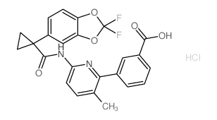 3-(6-{[1-(2,2-二氟-苯并[1,3]二氧代-5-基)-环丙烷羰基]-氨基}-3-甲基-2-吡啶)苯甲酸盐酸盐结构式