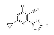 4-chloro-2-cyclopropyl-6-(5-methylfuran-2-yl)pyrimidine-5-carbonitrile结构式