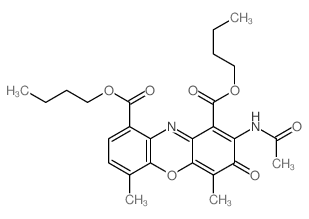 dibutyl 2-acetamido-4,6-dimethyl-3-oxo-phenoxazine-1,9-dicarboxylate structure