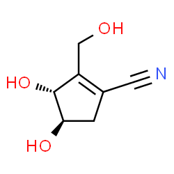 1-Cyclopentene-1-carbonitrile, 3,4-dihydroxy-2-(hydroxymethyl)-, (3R-trans)- (9CI) structure