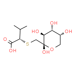 β-D-Fructopyranose, 1- S-[(1 S )-1-carboxy-2- methylpropyl]-1-thio-" structure