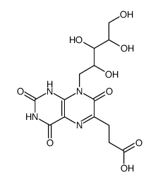 6-(2-Carboxyethyl)-7-oxo-8-(1-deoxo-D-ribose-1-yl)-7,8-dihydropteridine-2,4(1H,3H)-dione Structure