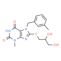 8-[(2,3-Dihydroxypropyl)sulfanyl]-3-methyl-7-(3-methylbenzyl)-3,7-dihydro-1H-purine-2,6-dione structure