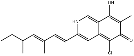 5-Chloro-3-[(1E,3E)-3,5-dimethyl-1,3-heptadienyl]-8-hydroxy-7-methylisoquinolin-6(2H)-one structure