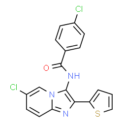 4-chloro-N-[6-chloro-2-(thiophen-2-yl)imidazo[1,2-a]pyridin-3-yl]benzamide结构式